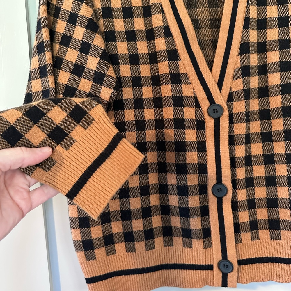 Marked Camel/Black Check Button Up Cardigan - Picture 3 of 5